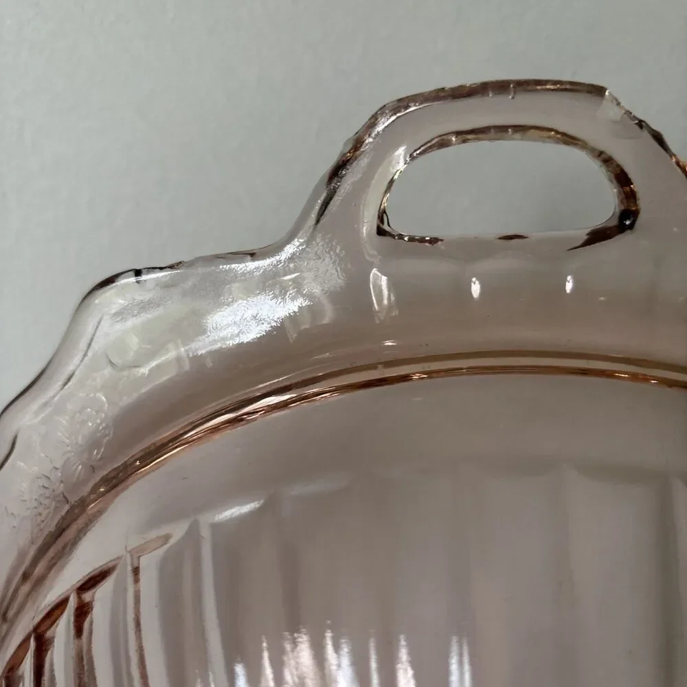 Anchor Hocking MAYFAIR Open Rose Pink Depression Glass Bowl Cottage Granny 1930s